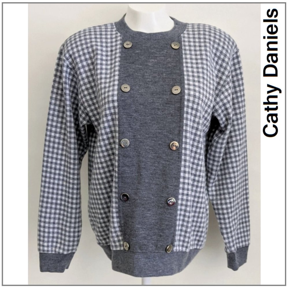 Cathy Daniels Vintage Women's Gray/White Sweater